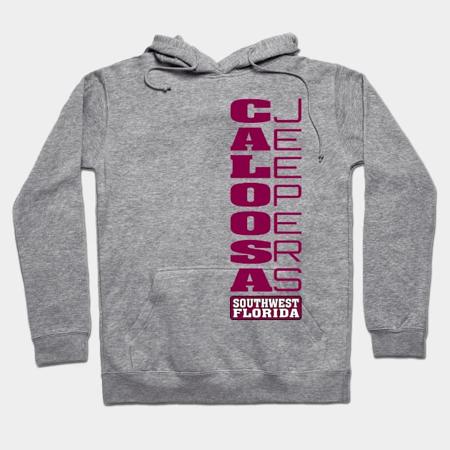 Maroon Vertical Logo Hoodie by Caloosa Jeepers 